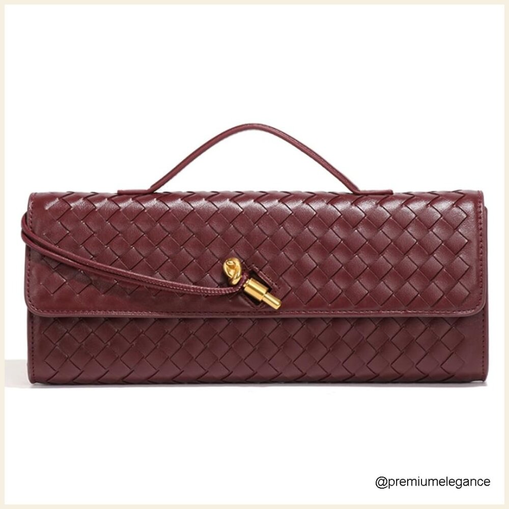 Woven Pu Leather Satchel Shoulder Bag Crossbody Purse Evening Clutch